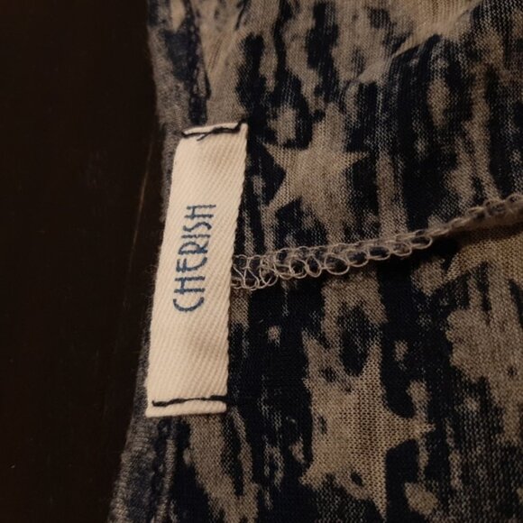 3/$20 CHERISH Slouchy Burnout Tee Sheer Star Print Tie Hem Short Sleeve Top - Picture 8 of 11